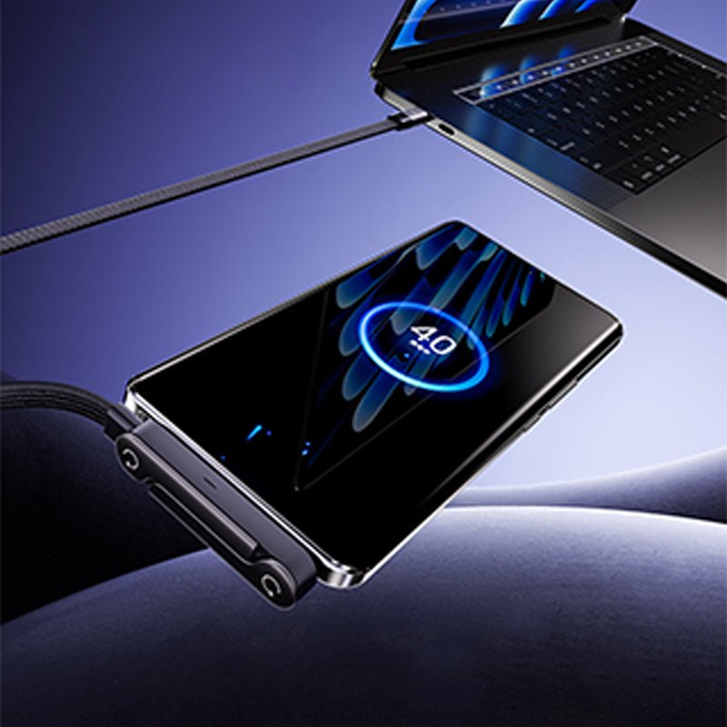 Chargepod – 240W USB-C Schnellladekabel mit integriertem Mehrwinkel-Handyständer - Sopheria