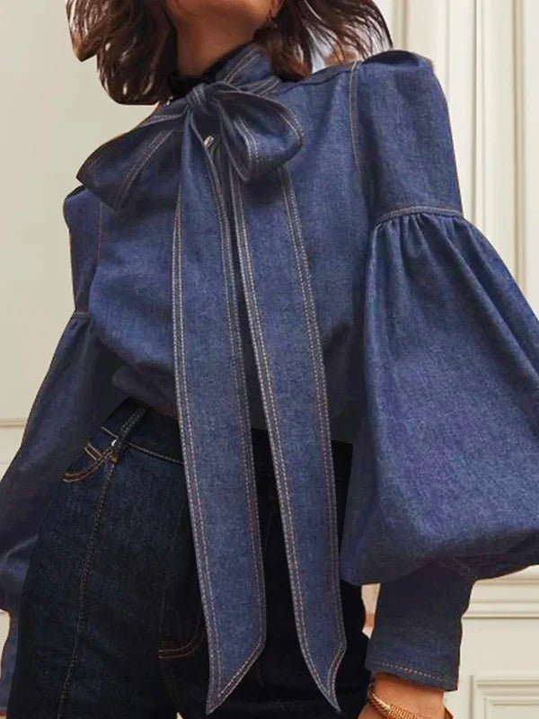 Christy™ | Puff-Denim-Bluse - Sopheria