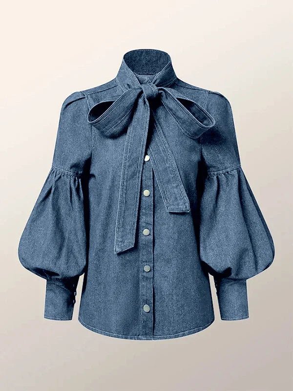 Christy™ | Puff-Denim-Bluse - Sopheria