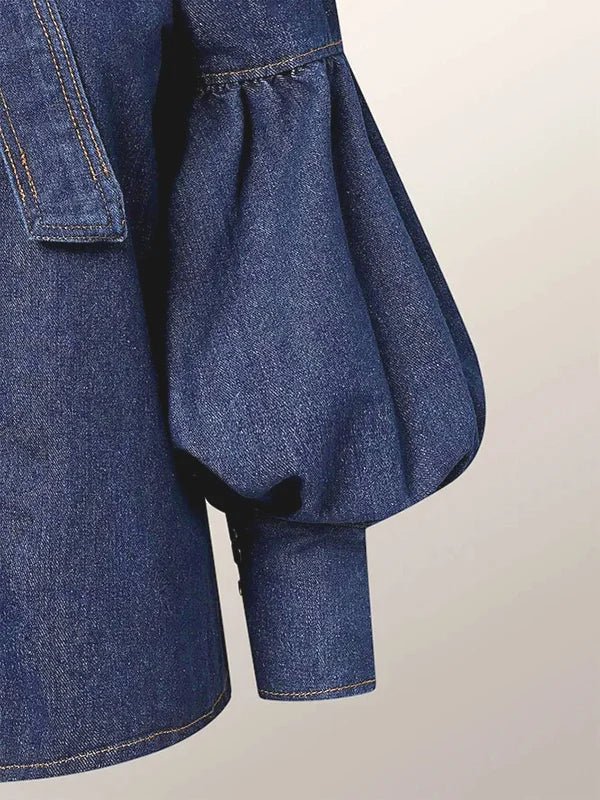 Christy™ | Puff-Denim-Bluse - Sopheria