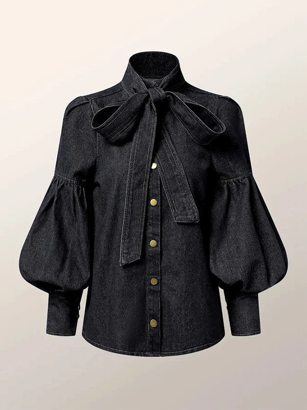 Christy™ | Puff-Denim-Bluse - Sopheria