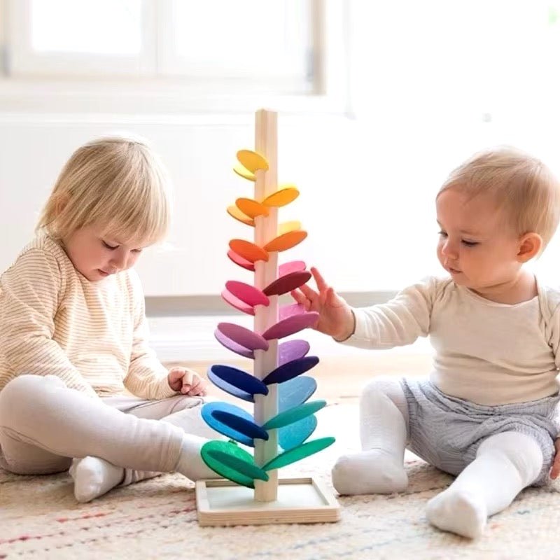 Colora - Montessori Regenbogen Murmelbahn Holz Turm - Sopheria