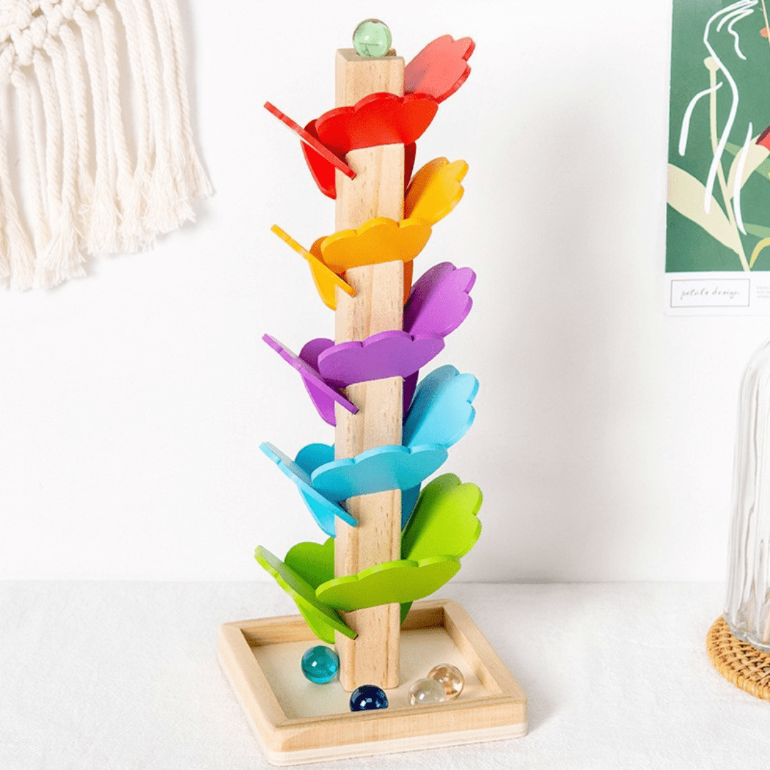 Colora - Montessori Regenbogen Murmelbahn Holz Turm - Sopheria