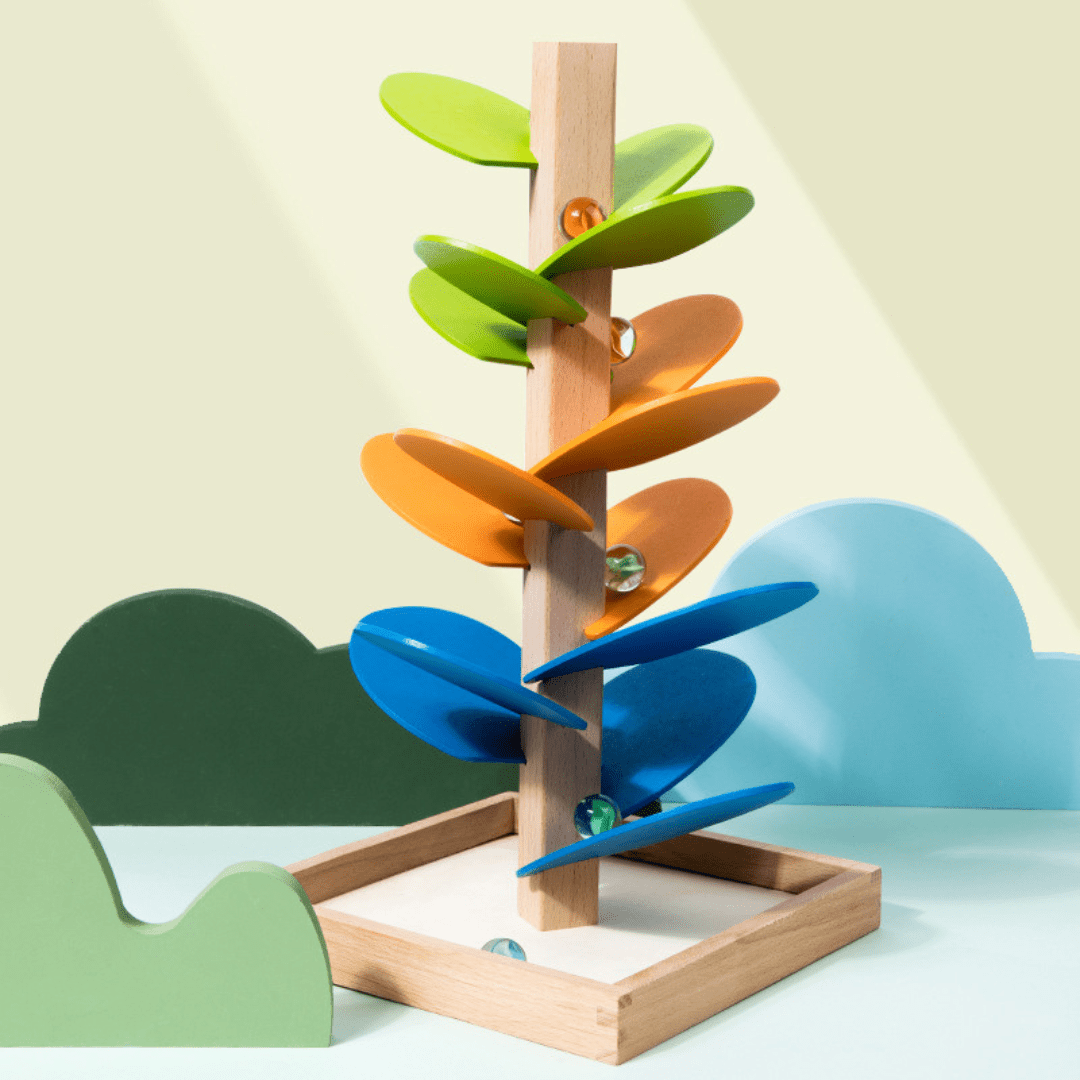 Colora - Montessori Regenbogen Murmelbahn Holz Turm - Sopheria