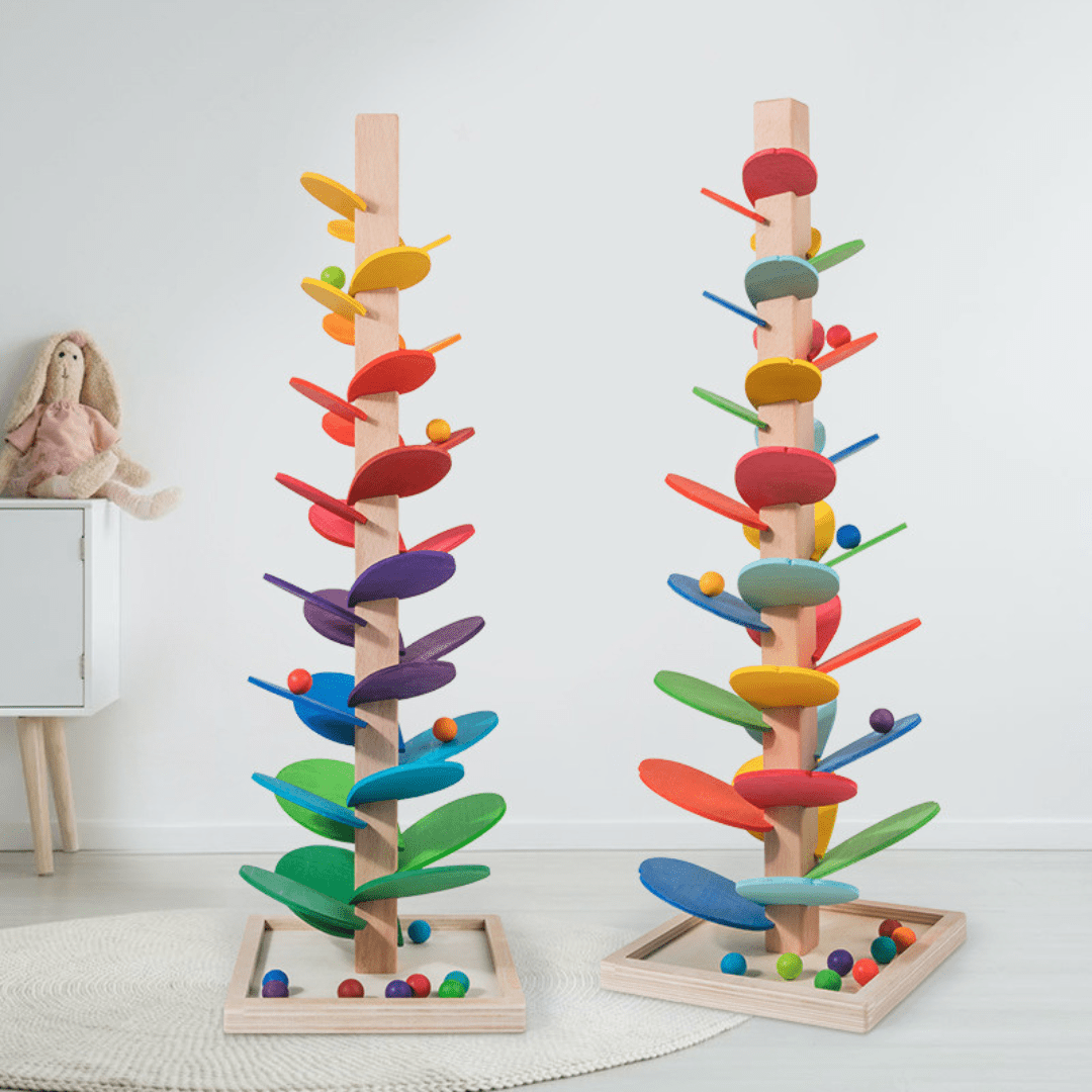 Colora - Montessori Regenbogen Murmelbahn Holz Turm - Sopheria