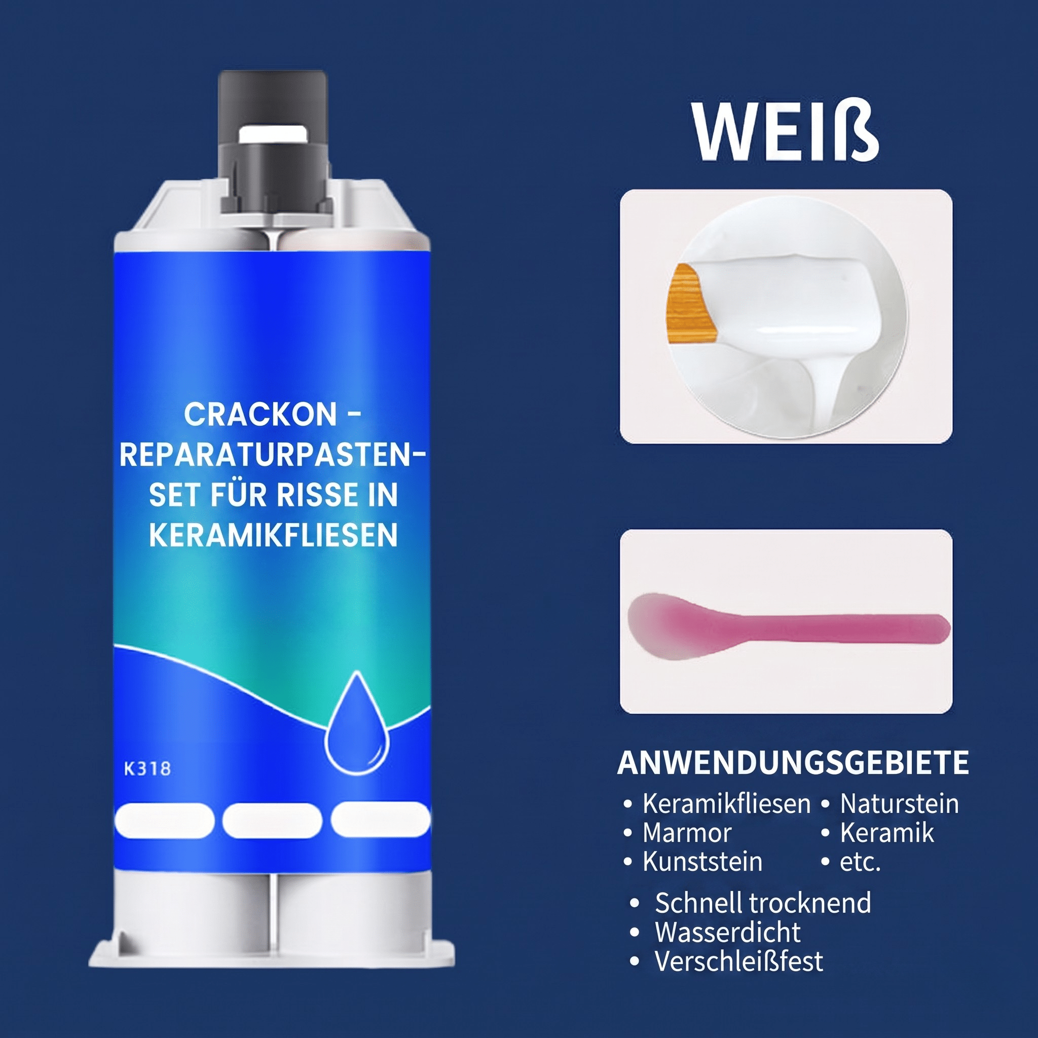 Crackon - Reparaturpasten-Set für Risse in Keramikfliesen - Sopheria