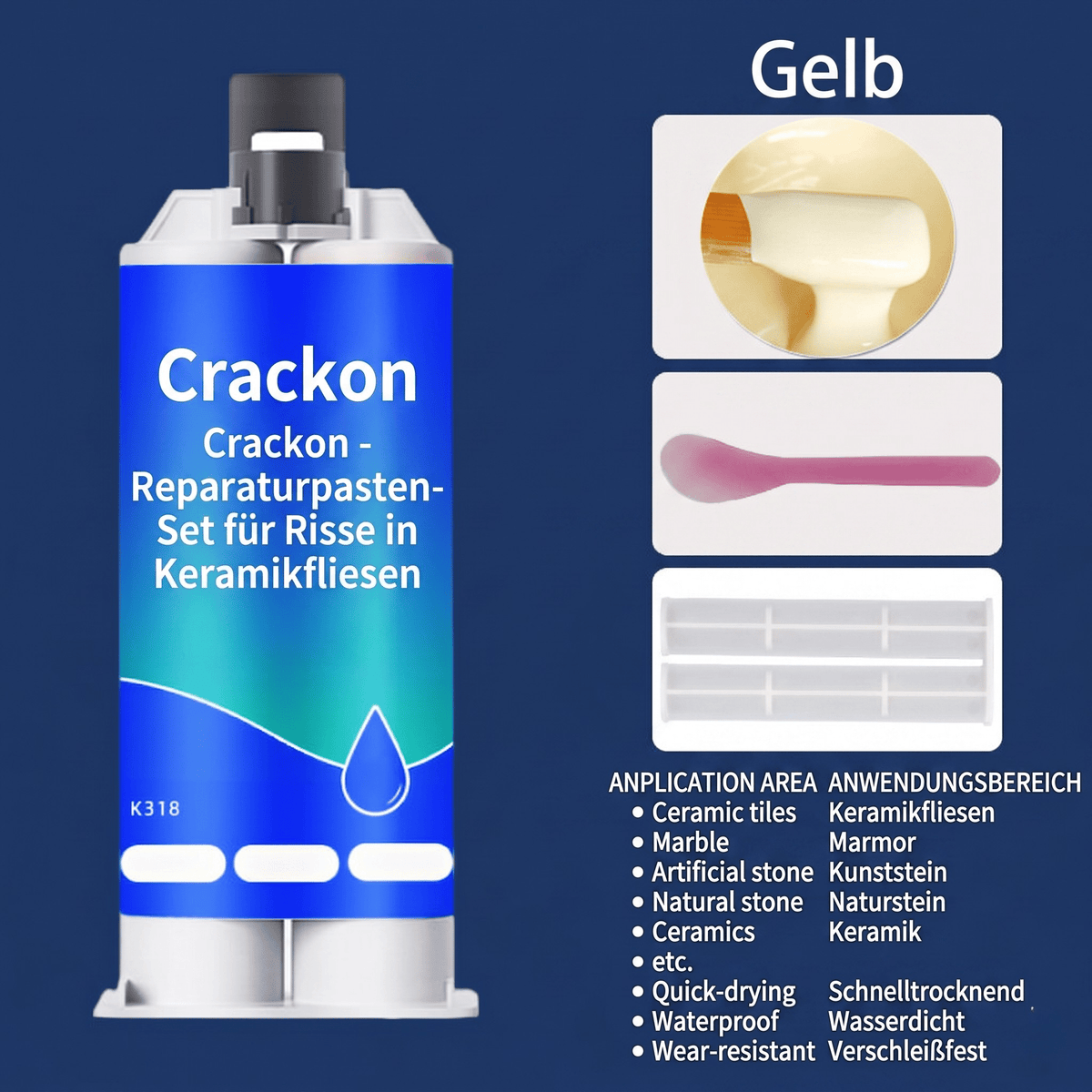 Crackon - Reparaturpasten-Set für Risse in Keramikfliesen - Sopheria