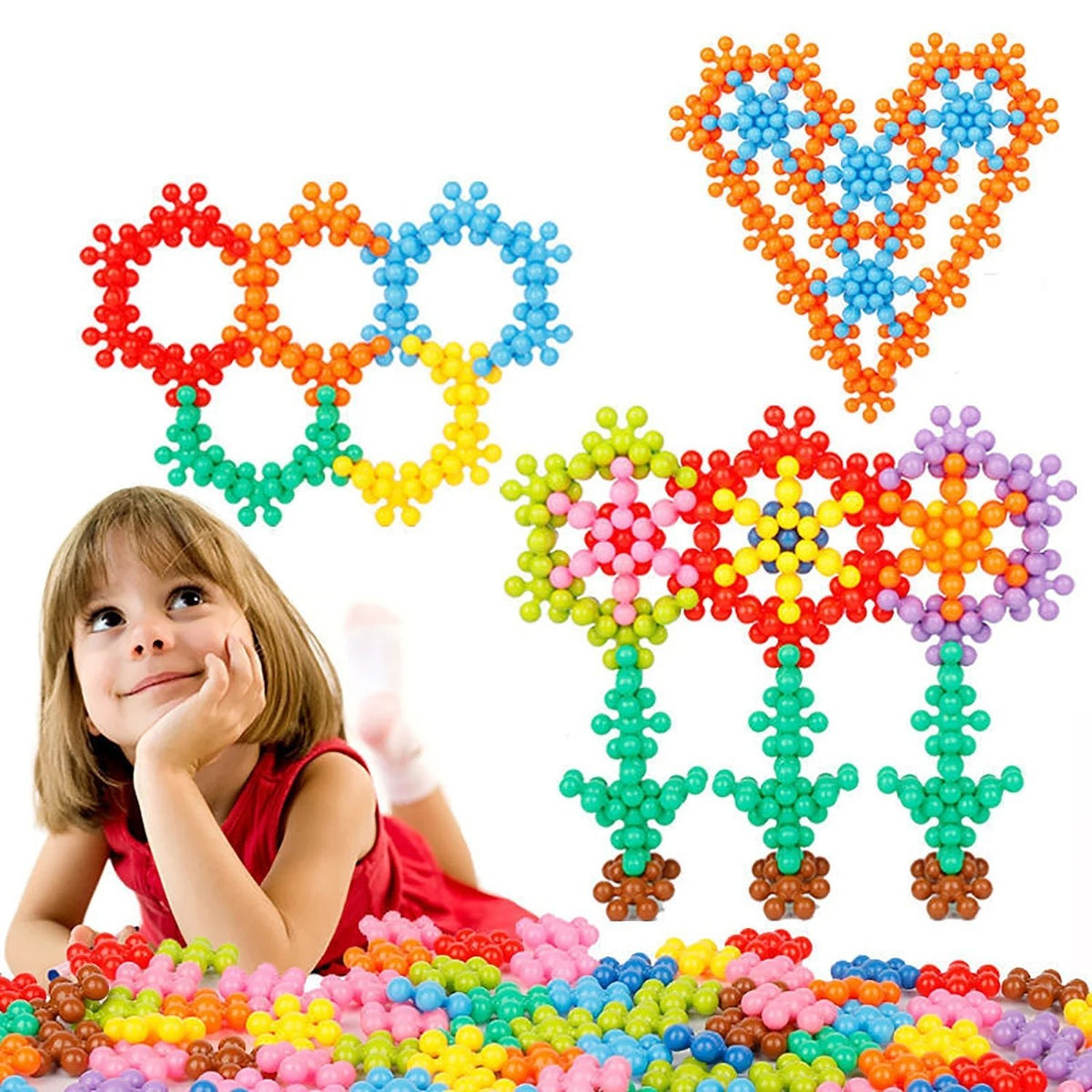 Creativo - Montessori Schneeflocken Steckbausteine - Sopheria