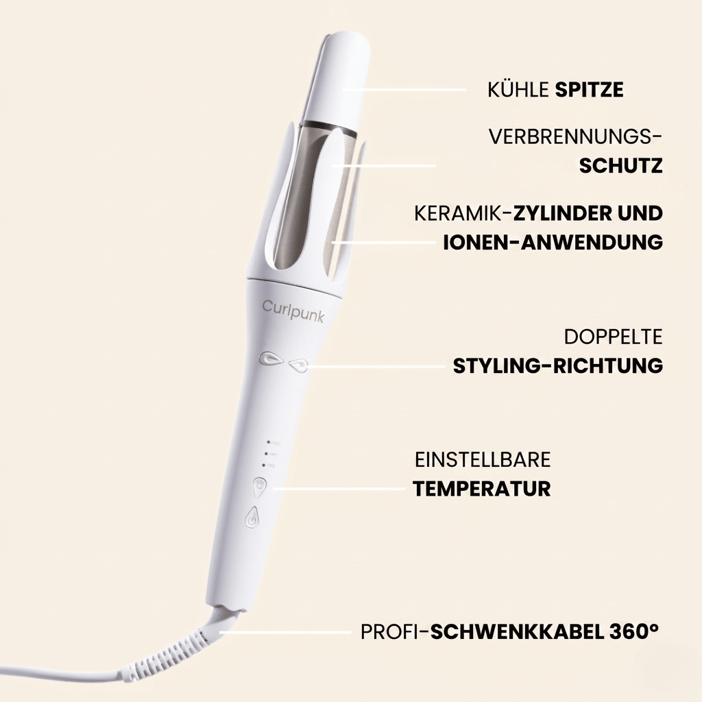 Curlpunk / Profi-Lockenstab mit Ionen-Technologie & Ein-Klick-Richtungswechsel - Sopheria