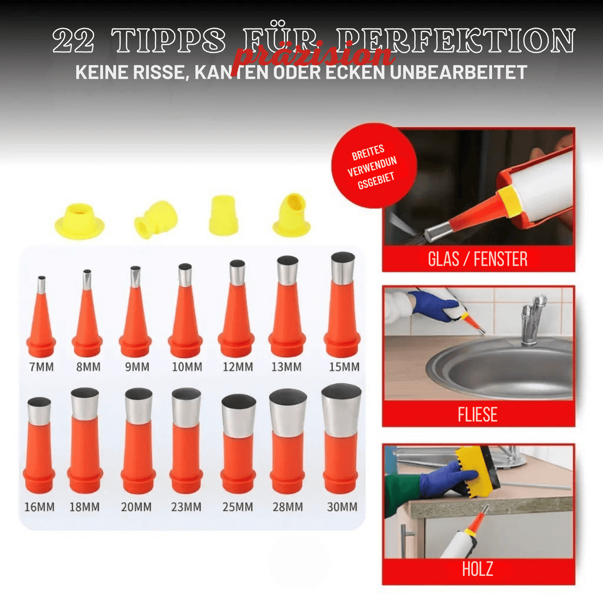 DichtDüsen™ / Mehrspitzen-Applikatorset für ein gleichmäßigeres Versiegeln - Sopheria