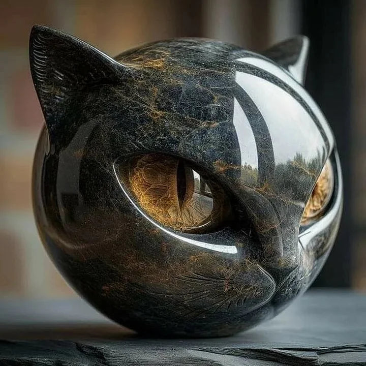 MystikMiez™ / Mystische Schwarze Katzenkopf Skulptur