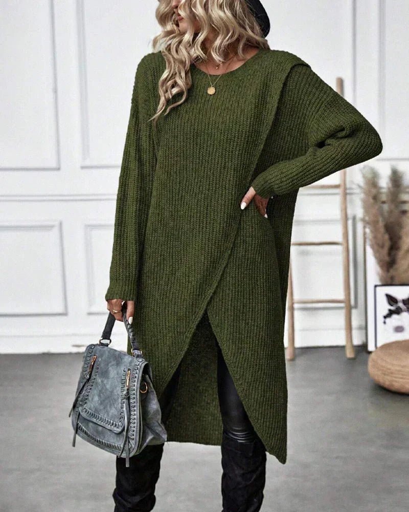 Emma | Luxuriöses Strickkleid mit Schlitz für Damen - Sopheria