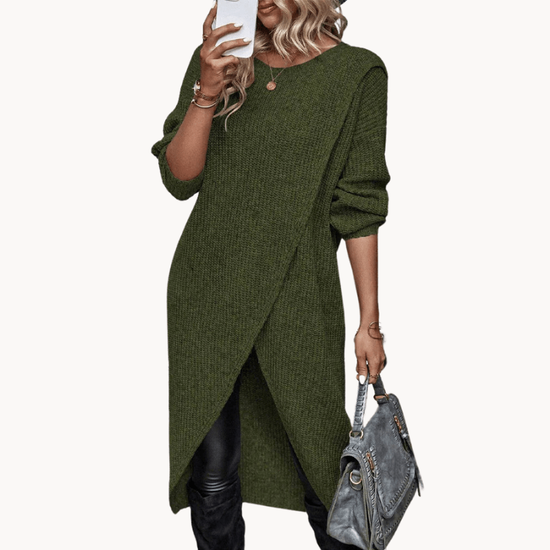 Emma | Luxuriöses Strickkleid mit Schlitz für Damen - Sopheria