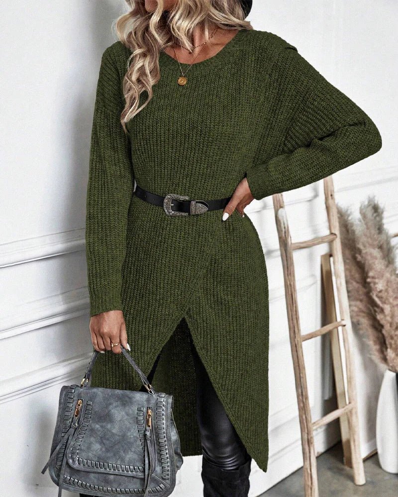 Emma | Luxuriöses Strickkleid mit Schlitz für Damen - Sopheria