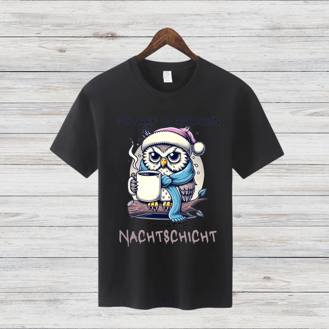 Eulen Nachtshirt | Lustiges T-Shirt für Nachtschicht-Liebhaber | Humorvolles Winterdesign | Statement Shirt für kalte Tage - Sopheria