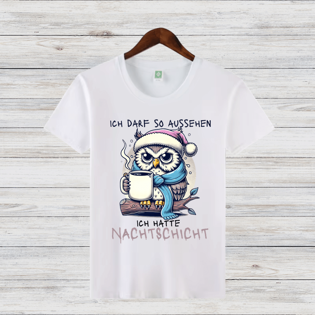 Eulen Nachtshirt | Lustiges T-Shirt für Nachtschicht-Liebhaber | Humorvolles Winterdesign | Statement Shirt für kalte Tage - Sopheria