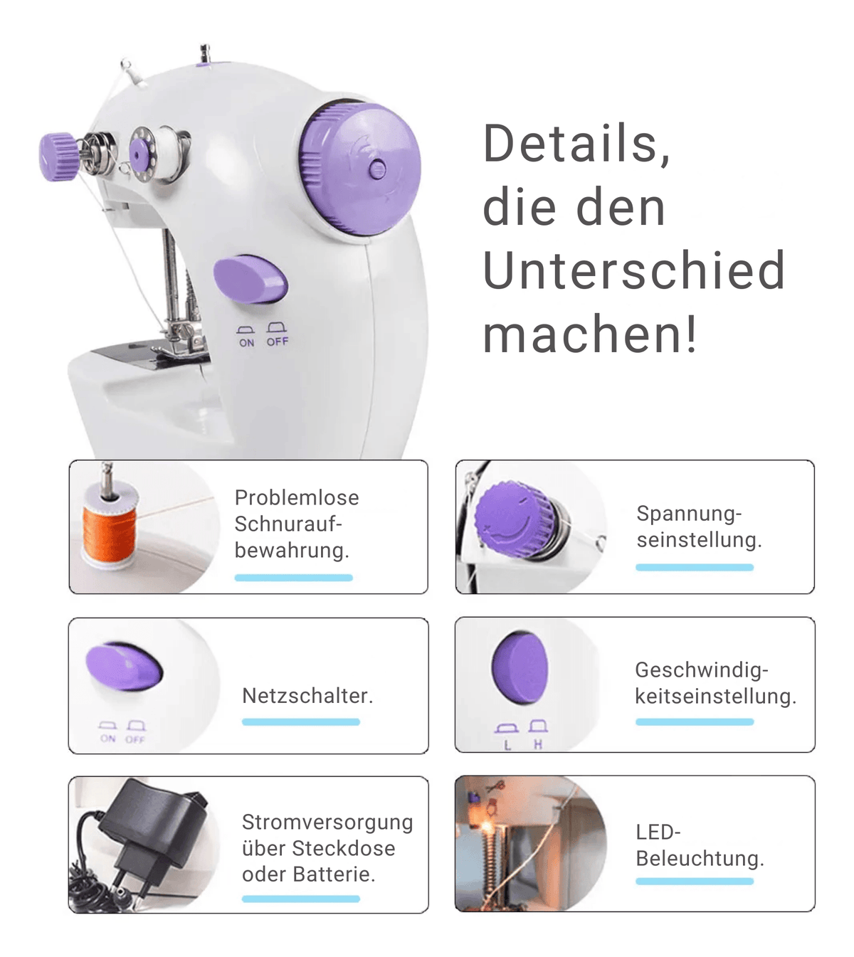 FadenFreude™ / Mini Tragbare Elektrische Nähmaschine - Sopheria