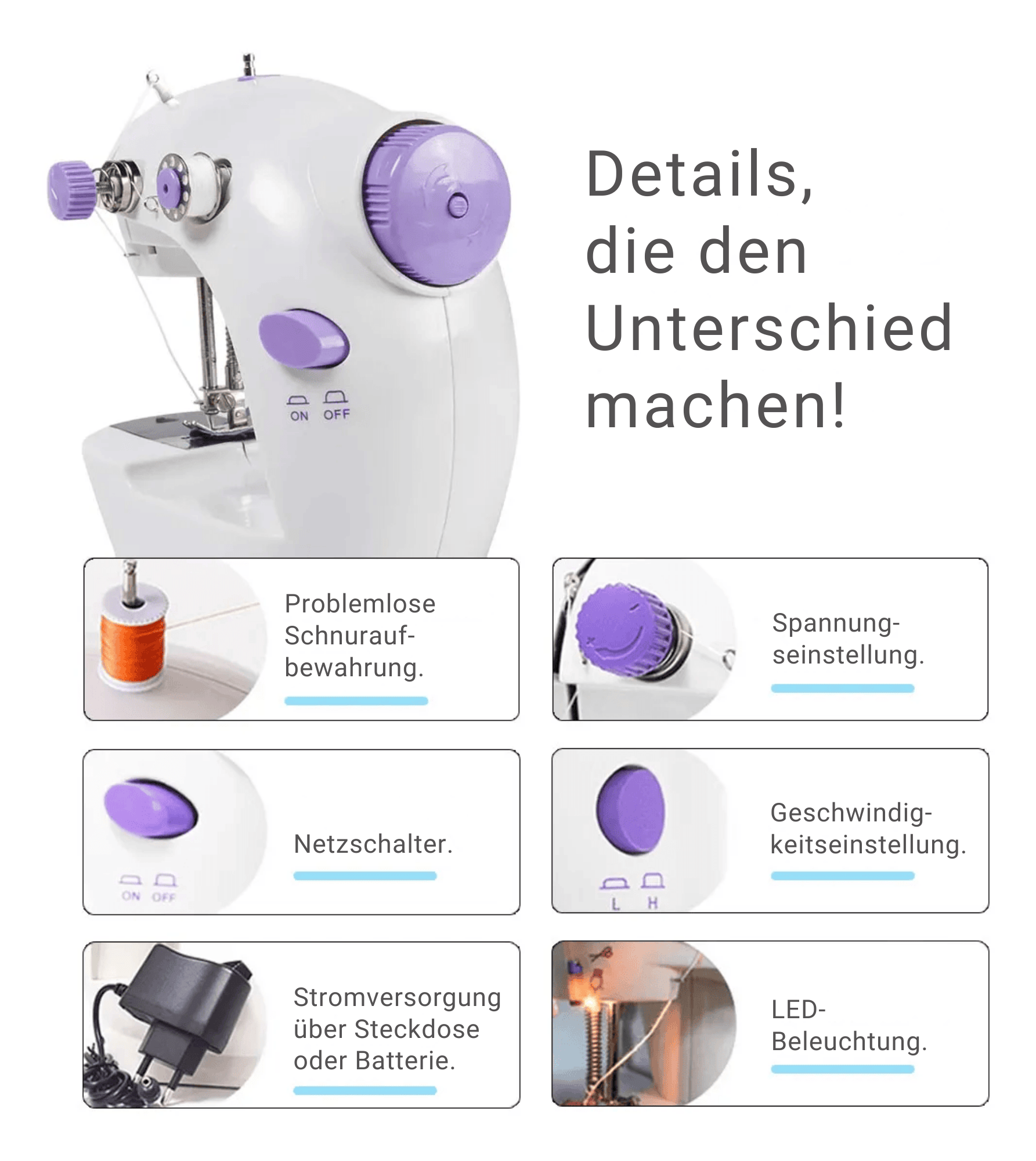 FadenFreude™ / Mini Tragbare Elektrische Nähmaschine - Sopheria