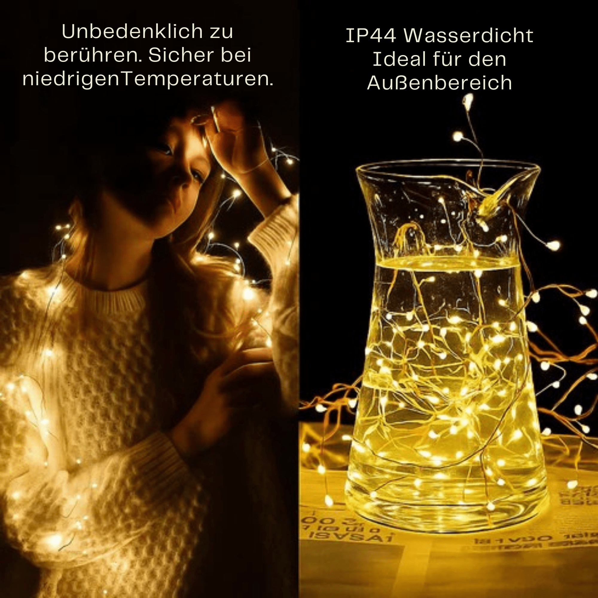 FestlichFunkel™ / LED-Kupferdraht Weihnachtsbeleuchtung – Warme, Magische Glut (9 M, 300 LEDs) - Sopheria