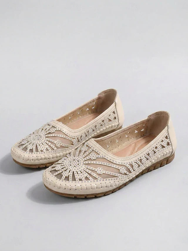 Damen Atmungsaktive Slip-On-Schuhe | Hollow-Out Komfort-Ballerinas mit Weicher Gepolsterter Innensohle, Leichter Flexibler Sohle & Rutschfestem Design für Gehen, Reisen & Alltag | Marivelle