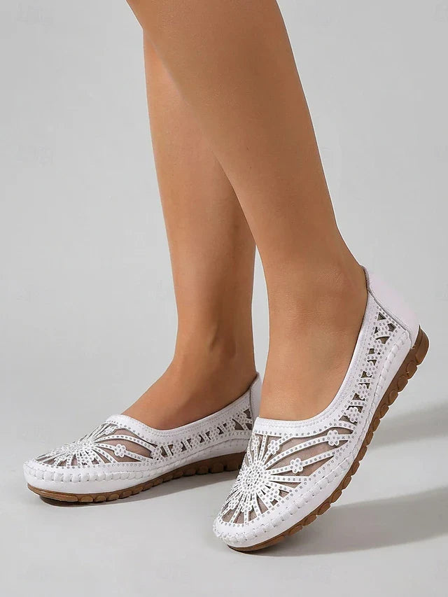 Damen Atmungsaktive Slip-On-Schuhe | Hollow-Out Komfort-Ballerinas mit Weicher Gepolsterter Innensohle, Leichter Flexibler Sohle & Rutschfestem Design für Gehen, Reisen & Alltag | Marivelle