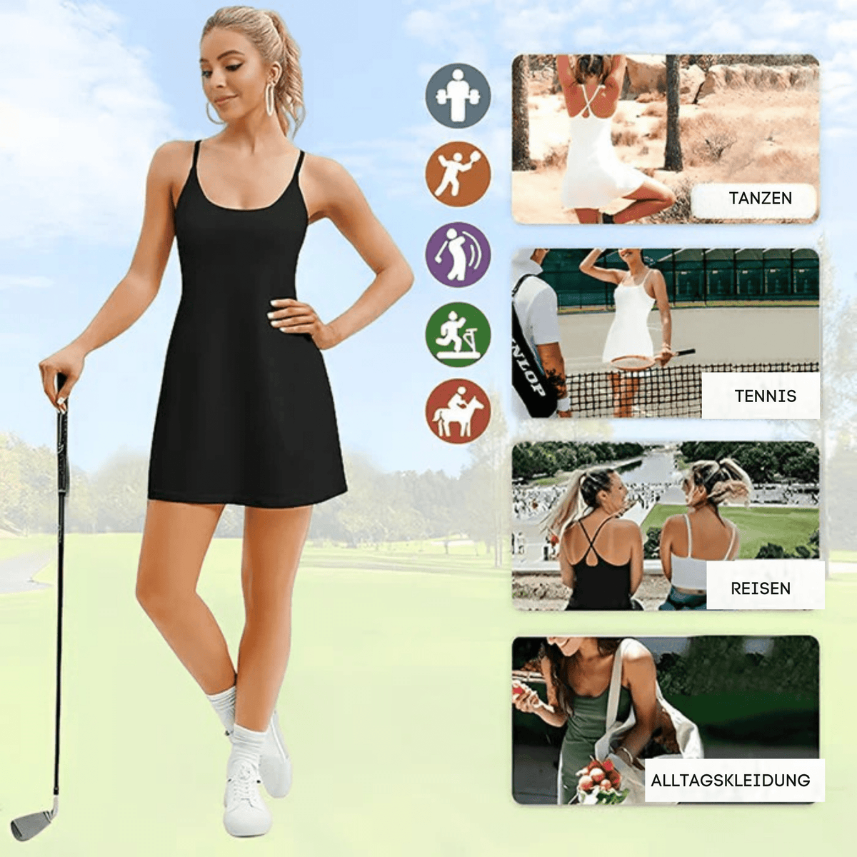 FitFinesse™ / Rückenfreies Fitnesskleid für mühelosen Stil und optimalen Halt - Sopheria