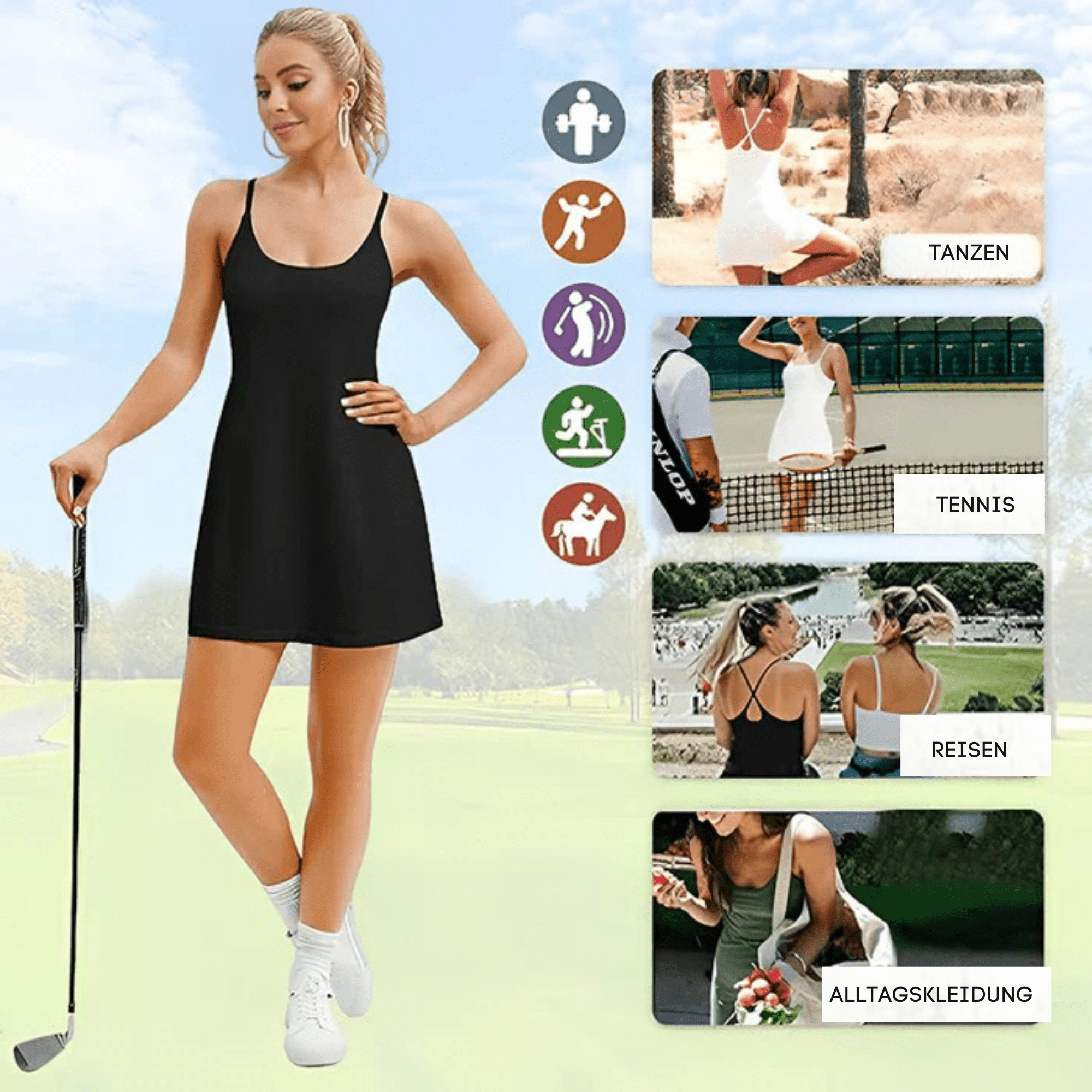 FitFinesse™ / Rückenfreies Fitnesskleid für mühelosen Stil und optimalen Halt - Sopheria