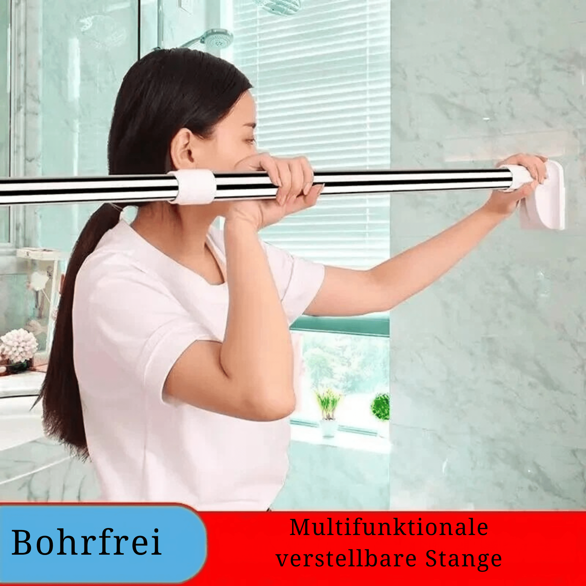 FlexiStange™ / Verstellbare Dusch- & Vorhangstange, Rostfrei & Werkzeugfrei, Edelstahl - Sopheria
