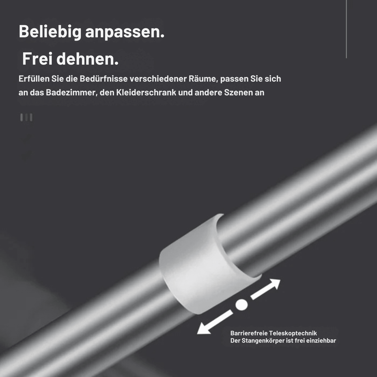 FlexiStange™ / Verstellbare Dusch- & Vorhangstange, Rostfrei & Werkzeugfrei, Edelstahl - Sopheria