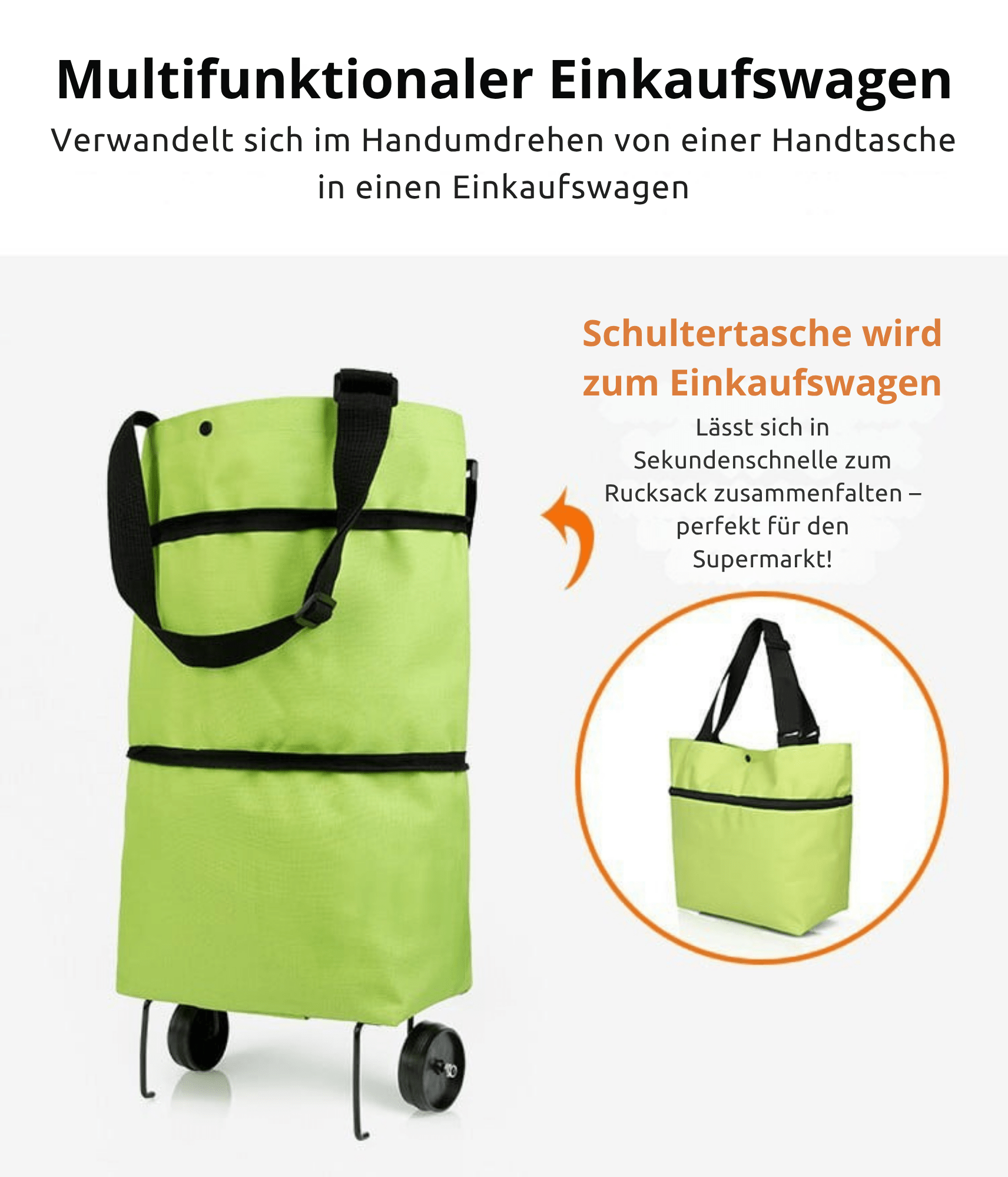 FlexTasche – Faltbare Einkaufstasche mit Rollen - Sopheria