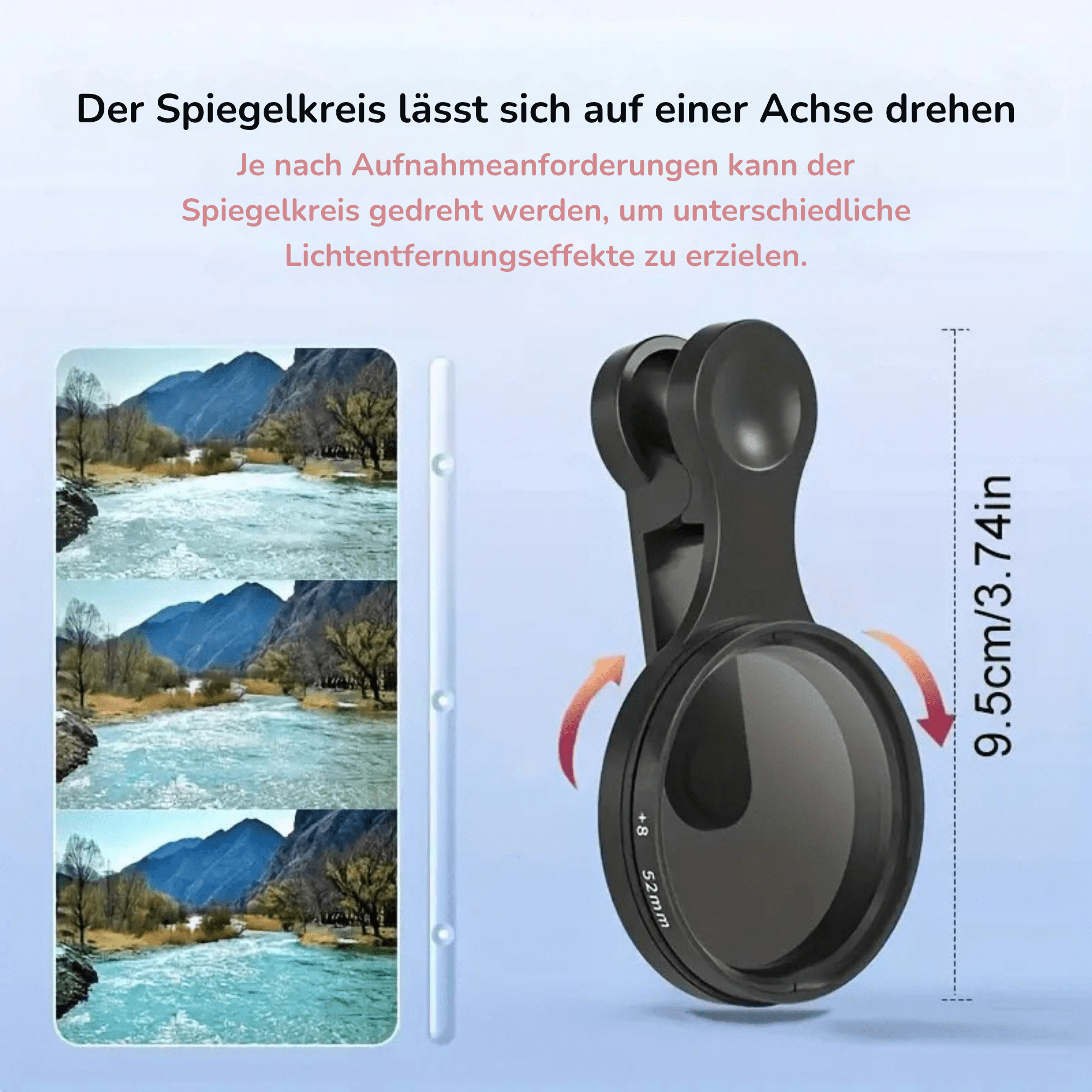 FotoFilter™ / 52mm CPL-Smartphone-Filter für Weniger Blendung & Sattere Farben - Sopheria