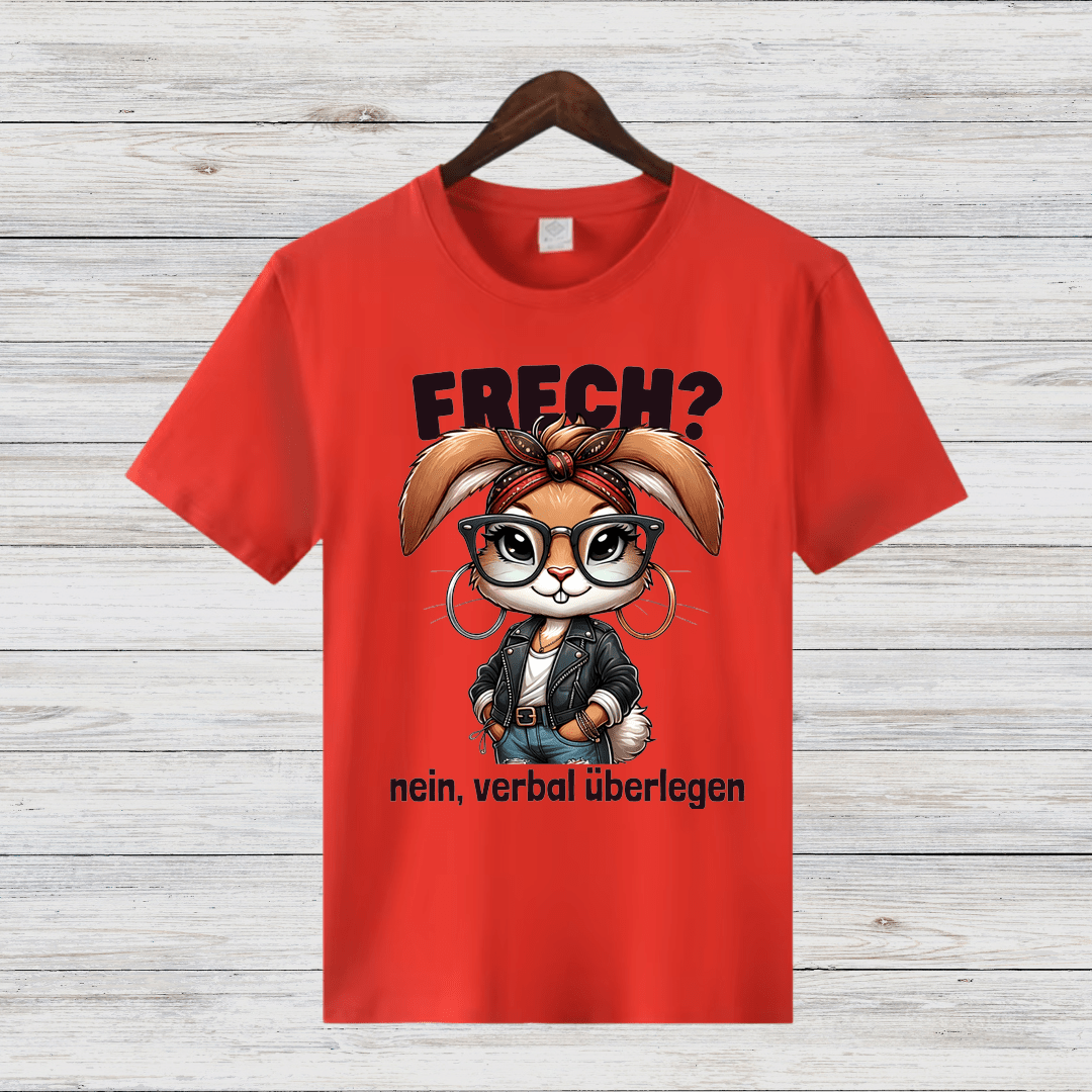 Frech? Nein, verbal überlegen | Lustiges Damen-Shirt | Statement-Shirt mit coolem Hasen-Design | Perfekt für den Winter - Sopheria