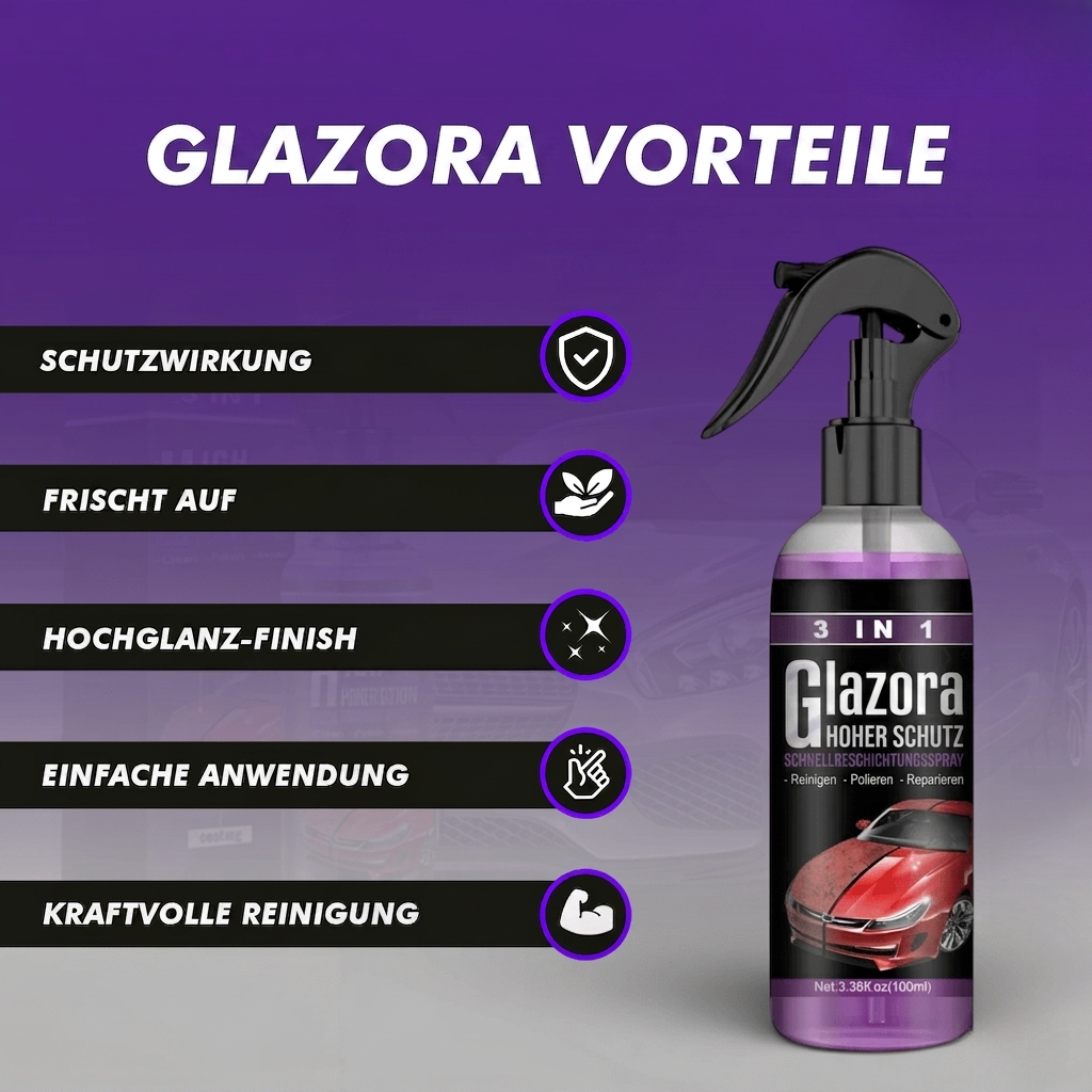 50% Rabatt | Glazora / 3-in-1 Keramik-Beschichtung für Glanz & Schutz [1 + 2 Gratis]