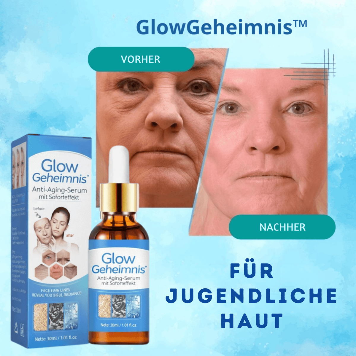 GlowGeheimnis™ / Anti-Aging-Serum mit Soforteffekt (1 + 1 GRATIS) - Sopheria