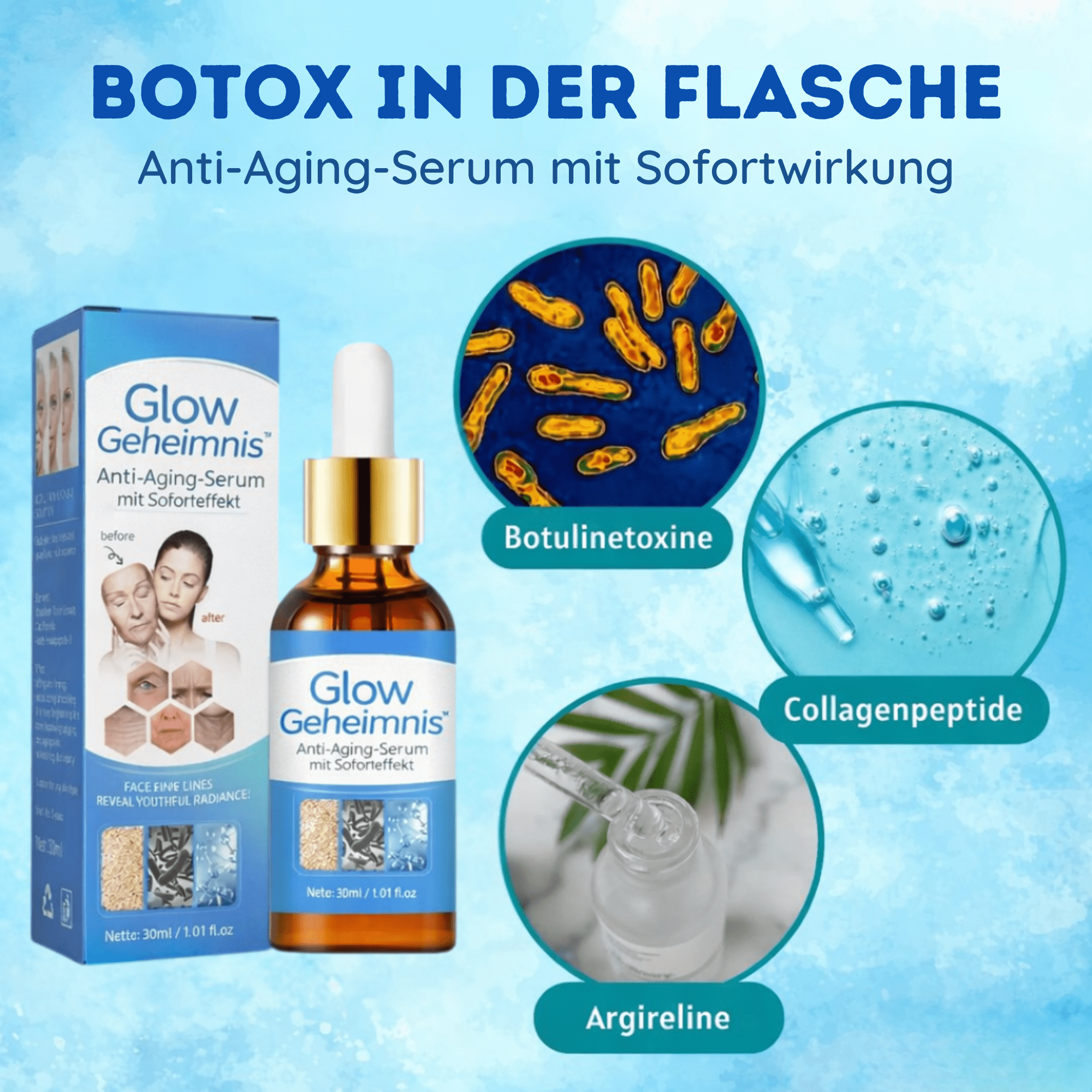 GlowGeheimnis™ / Anti-Aging-Serum mit Soforteffekt (1 + 1 GRATIS) - Sopheria