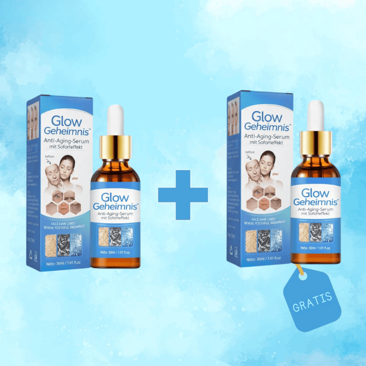 GlowGeheimnis™ / Anti-Aging-Serum mit Soforteffekt (1 + 1 GRATIS) - Sopheria