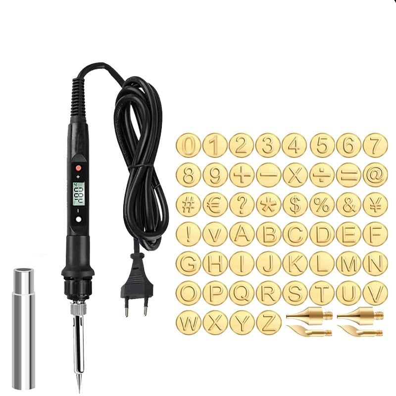 GravurGlanz™ / Kupferform für 26 Buchstaben – DIY-Set zum Brennen und Schnitzen von Holz - Sopheria