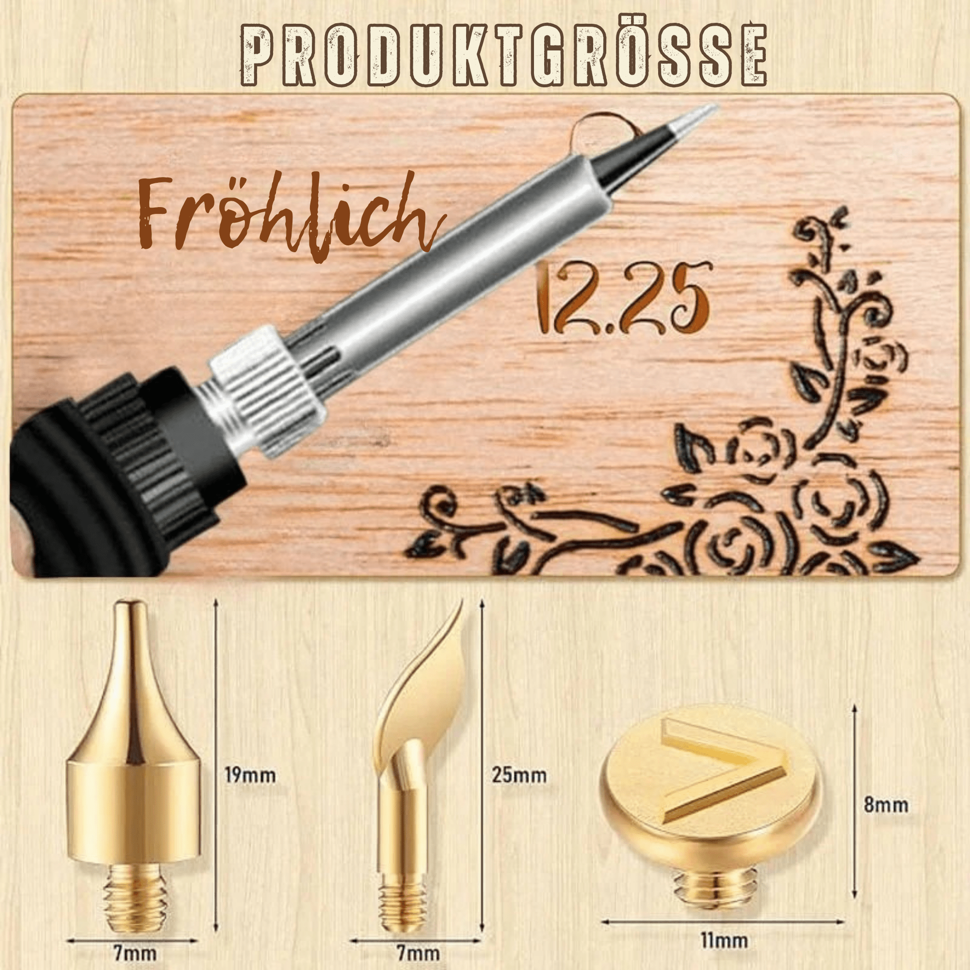 GravurGlanz™ / Kupferform für 26 Buchstaben – DIY-Set zum Brennen und Schnitzen von Holz - Sopheria