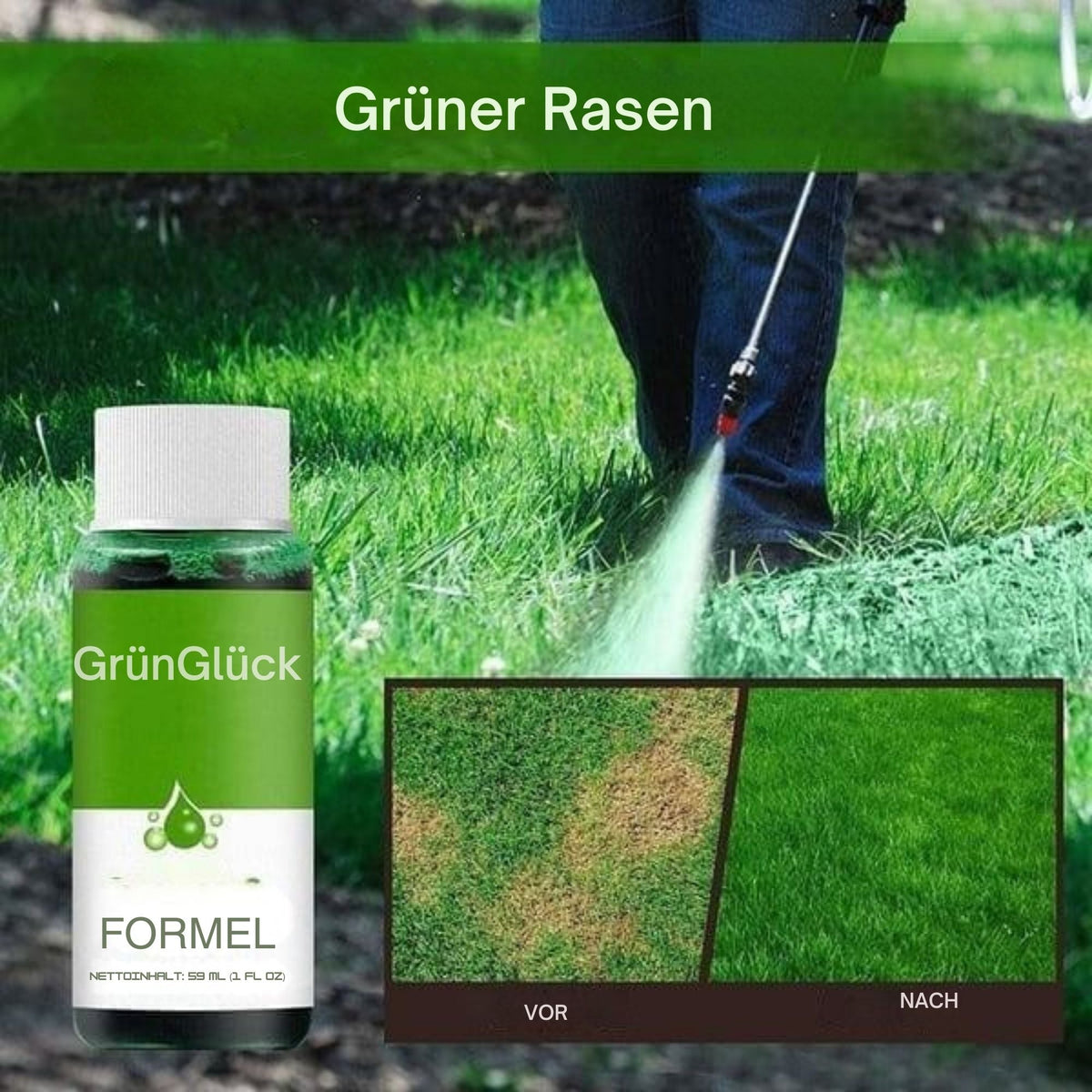 GrünGlück™ / Der Einfache Weg Zu Einem Dichten, Grünen Rasen! (1+1 GRATIS) - Sopheria