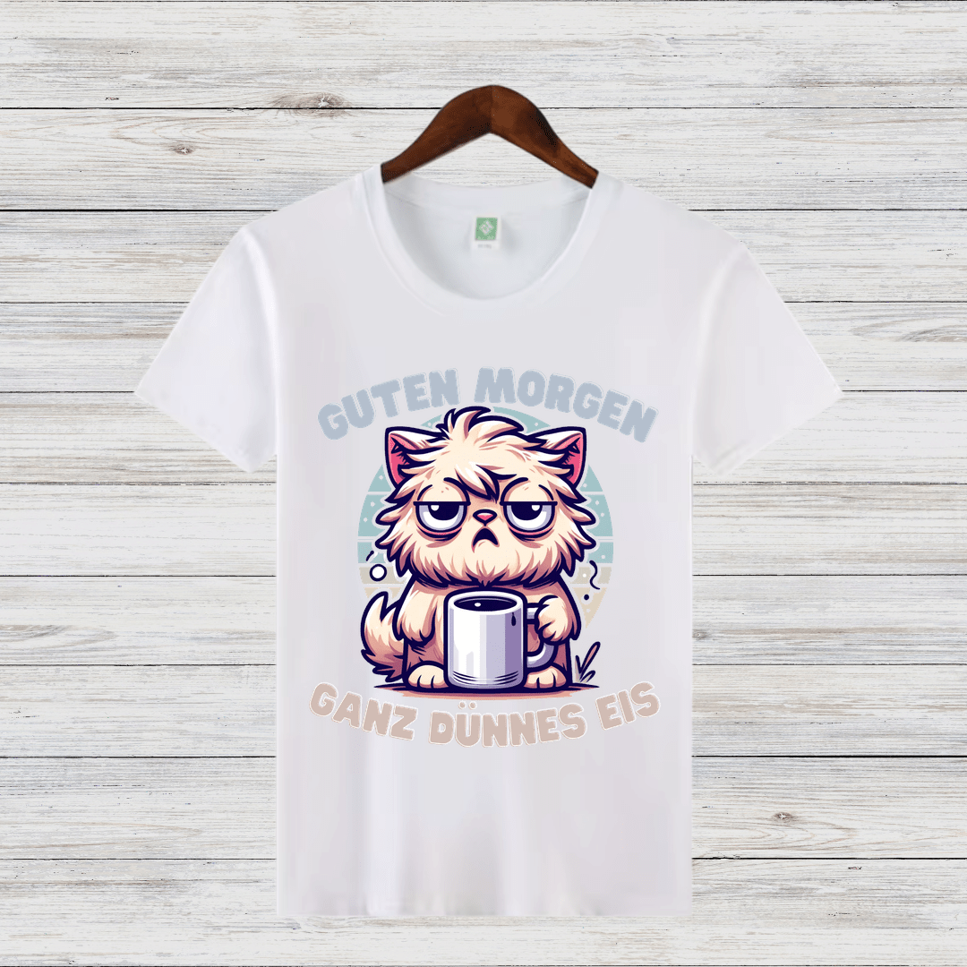 Guten Morgen Katze | Lustiges Wintershirt | Humorvolles Design für Morgenmuffel | Statement Shirt für kalte Tage - Sopheria