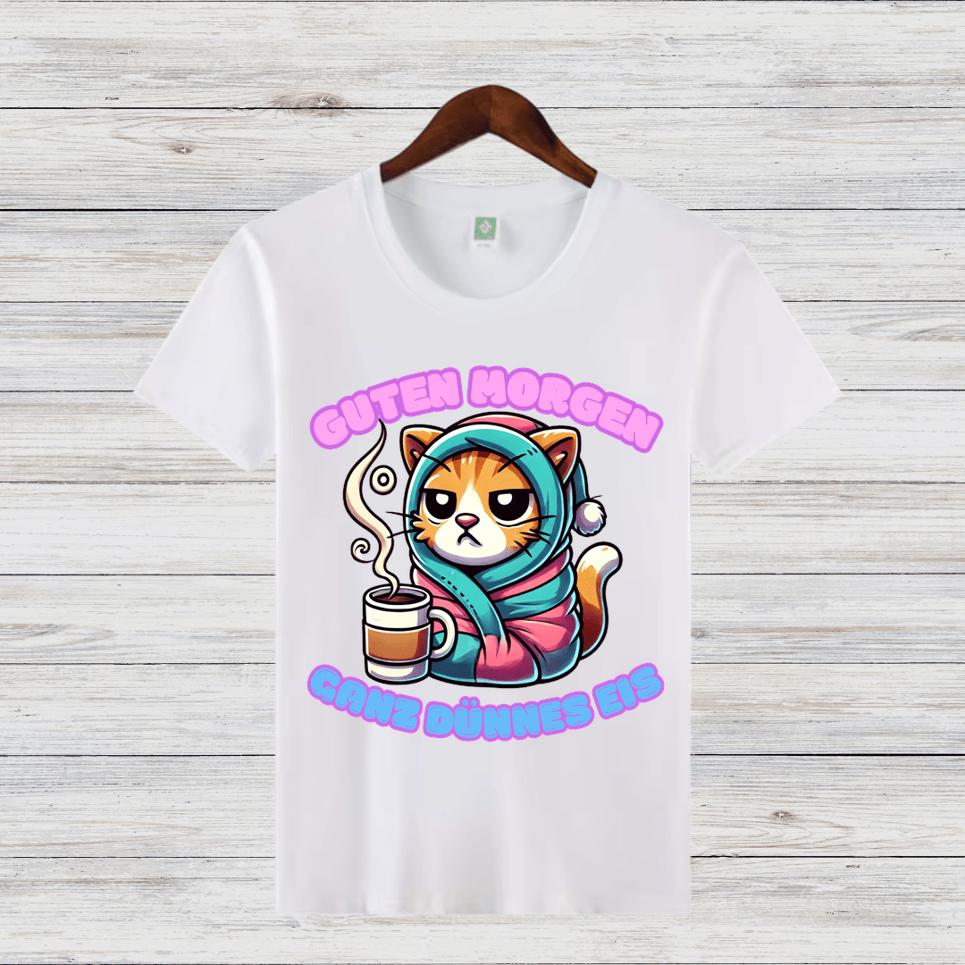 Guten Morgen Katze | Lustiges Wintershirt | Humorvolles Katzen-Design | Statement Shirt für kalte Tage - Sopheria