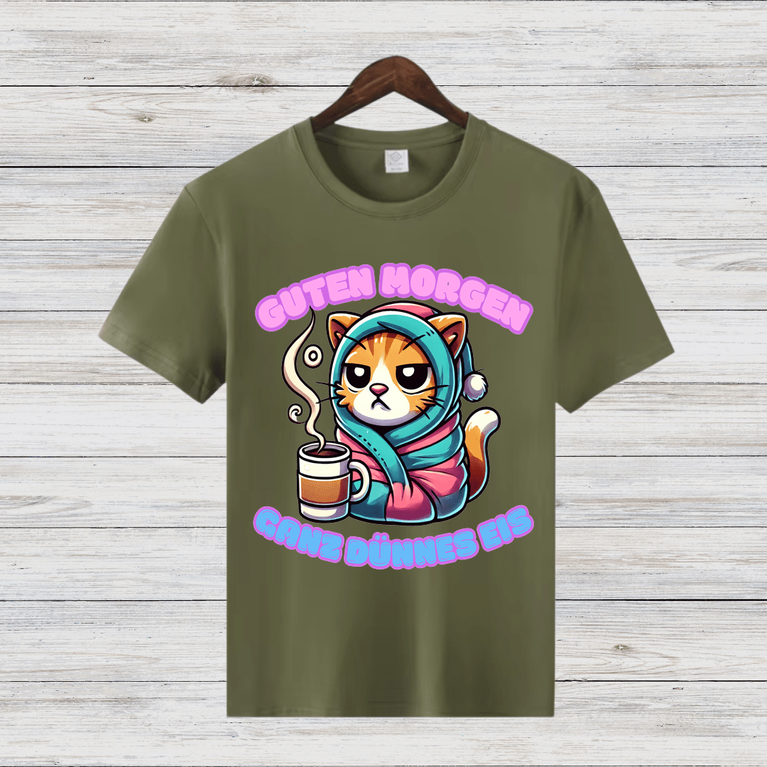 Guten Morgen Katze | Lustiges Wintershirt | Humorvolles Katzen-Design | Statement Shirt für kalte Tage - Sopheria