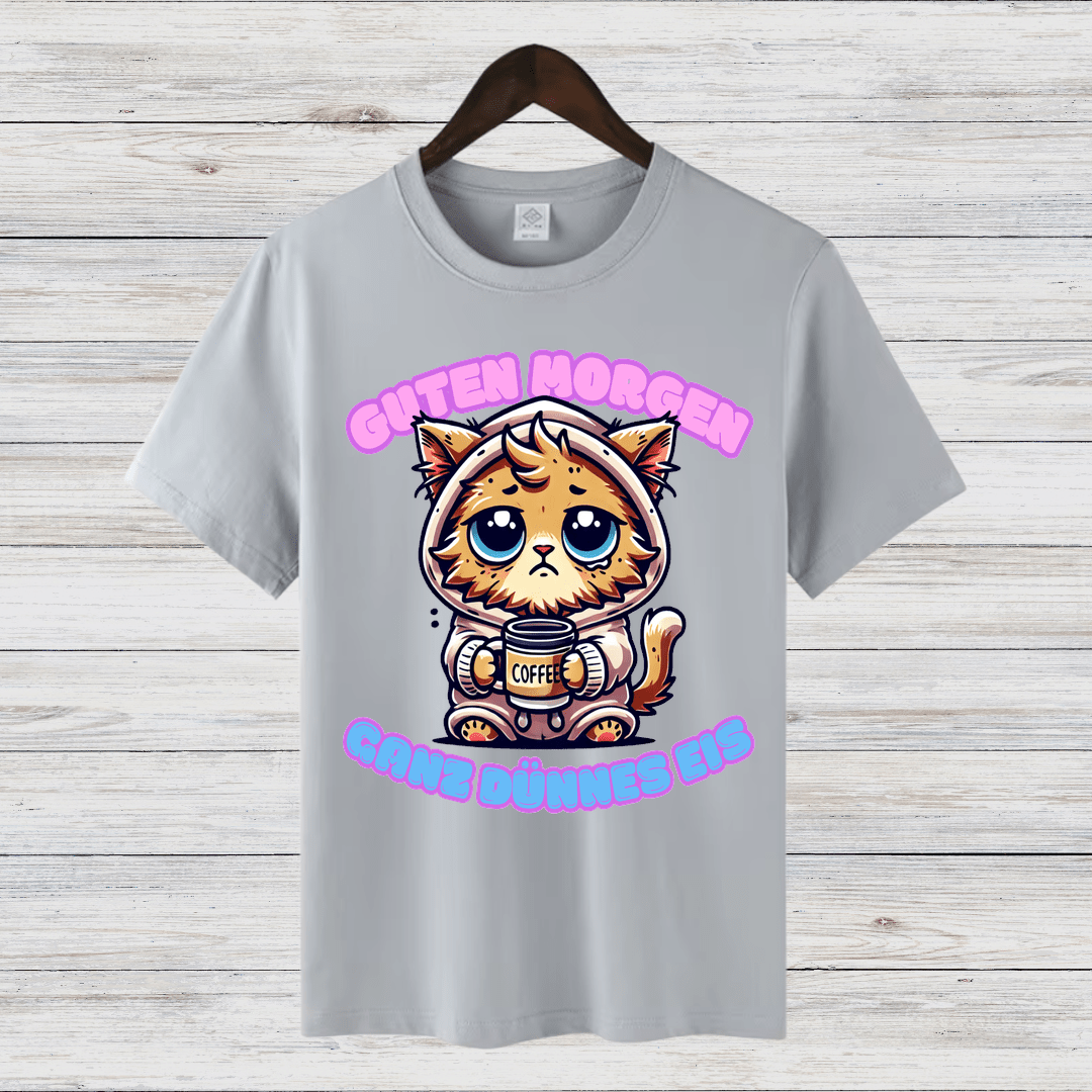 Guten Morgen Katze | Lustiges Wintershirt | Niedliches Katzen-Design | Statement Shirt für Kaffeeliebhaberinnen - Sopheria