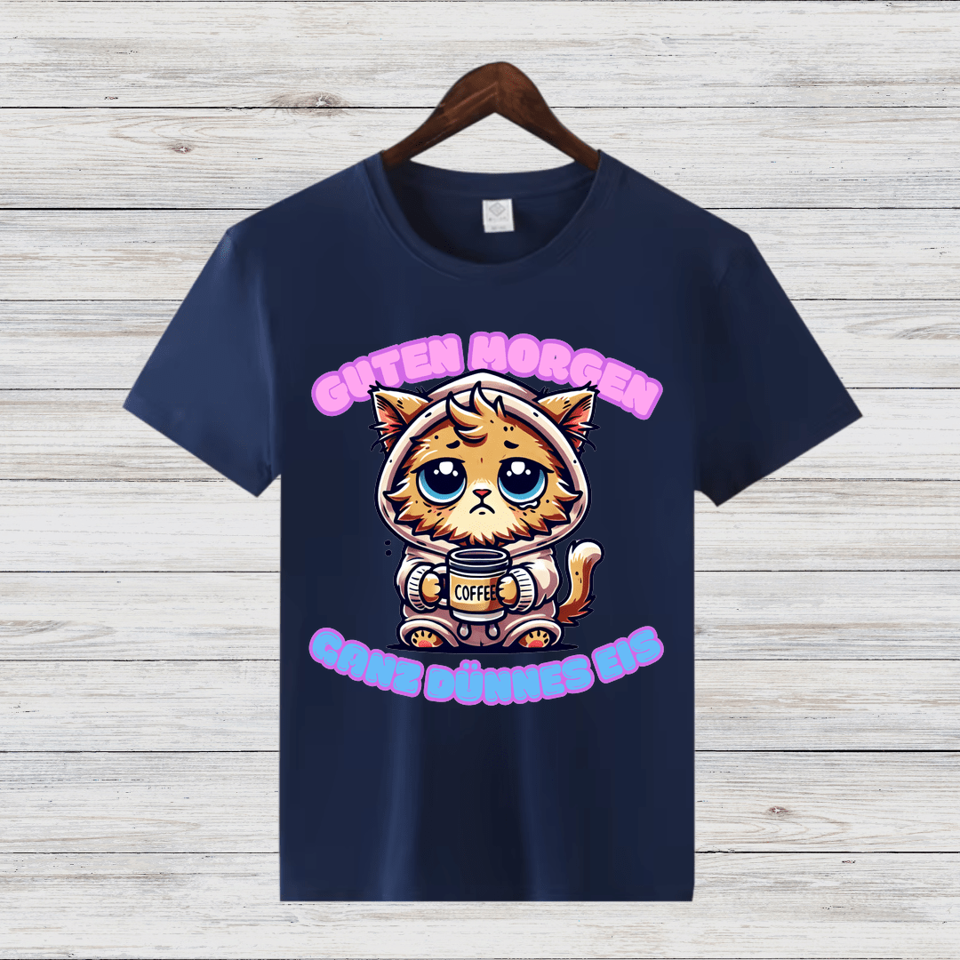 Guten Morgen Katze | Lustiges Wintershirt | Niedliches Katzen-Design | Statement Shirt für Kaffeeliebhaberinnen - Sopheria