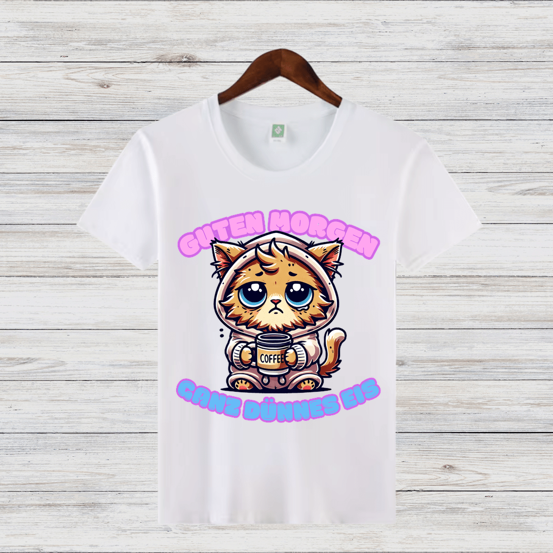 Guten Morgen Katze | Lustiges Wintershirt | Niedliches Katzen-Design | Statement Shirt für Kaffeeliebhaberinnen - Sopheria