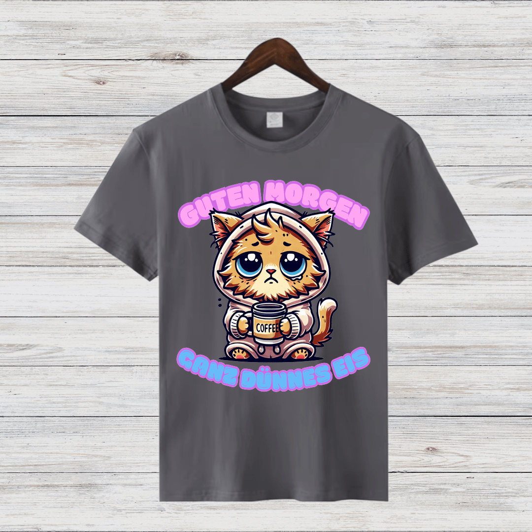 Guten Morgen Katze | Lustiges Wintershirt | Niedliches Katzen-Design | Statement Shirt für Kaffeeliebhaberinnen - Sopheria