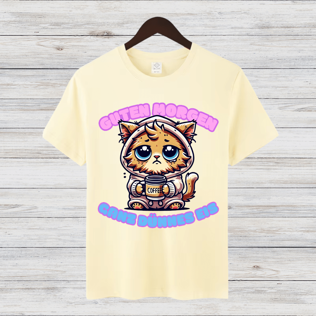 Guten Morgen Katze | Lustiges Wintershirt | Niedliches Katzen-Design | Statement Shirt für Kaffeeliebhaberinnen - Sopheria