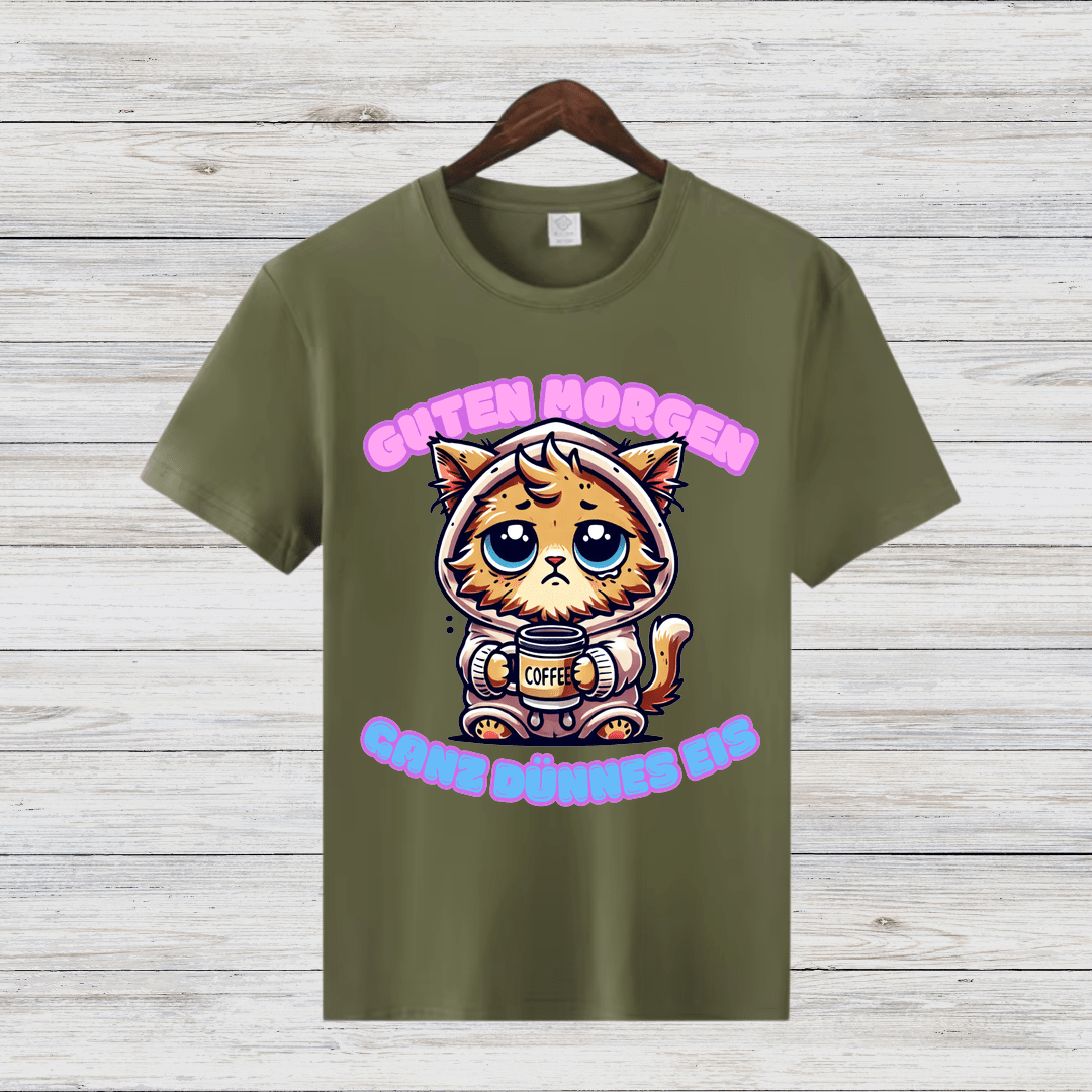 Guten Morgen Katze | Lustiges Wintershirt | Niedliches Katzen-Design | Statement Shirt für Kaffeeliebhaberinnen - Sopheria
