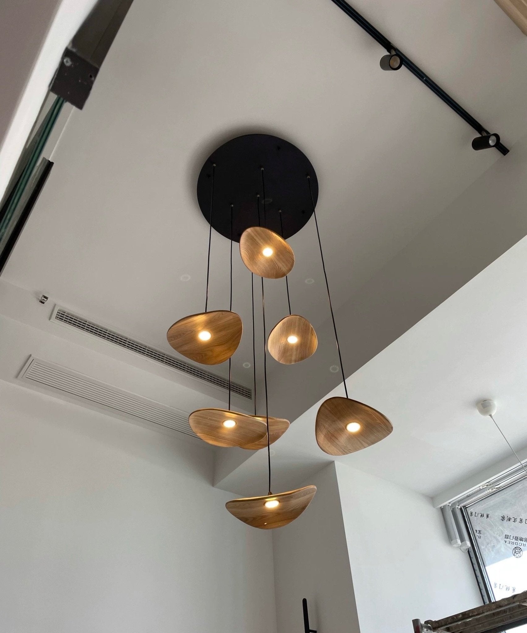 HolzHarmonie™ / Holz Wabi Sabi Japandi Pendelleuchte Kronleuchter - Sopheria