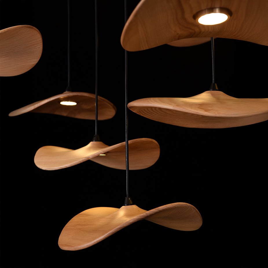 HolzHarmonie™ / Holz Wabi Sabi Japandi Pendelleuchte Kronleuchter - Sopheria